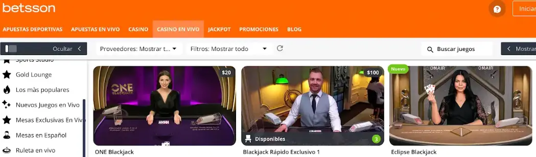 Betsson Blackjack en vivo