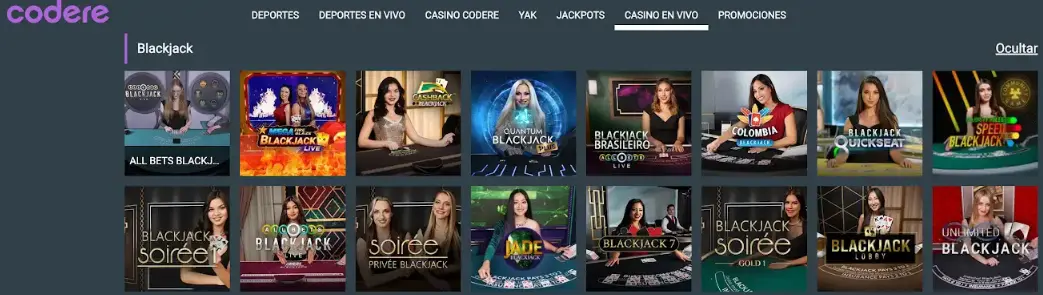 Codere blackjack en vivo
