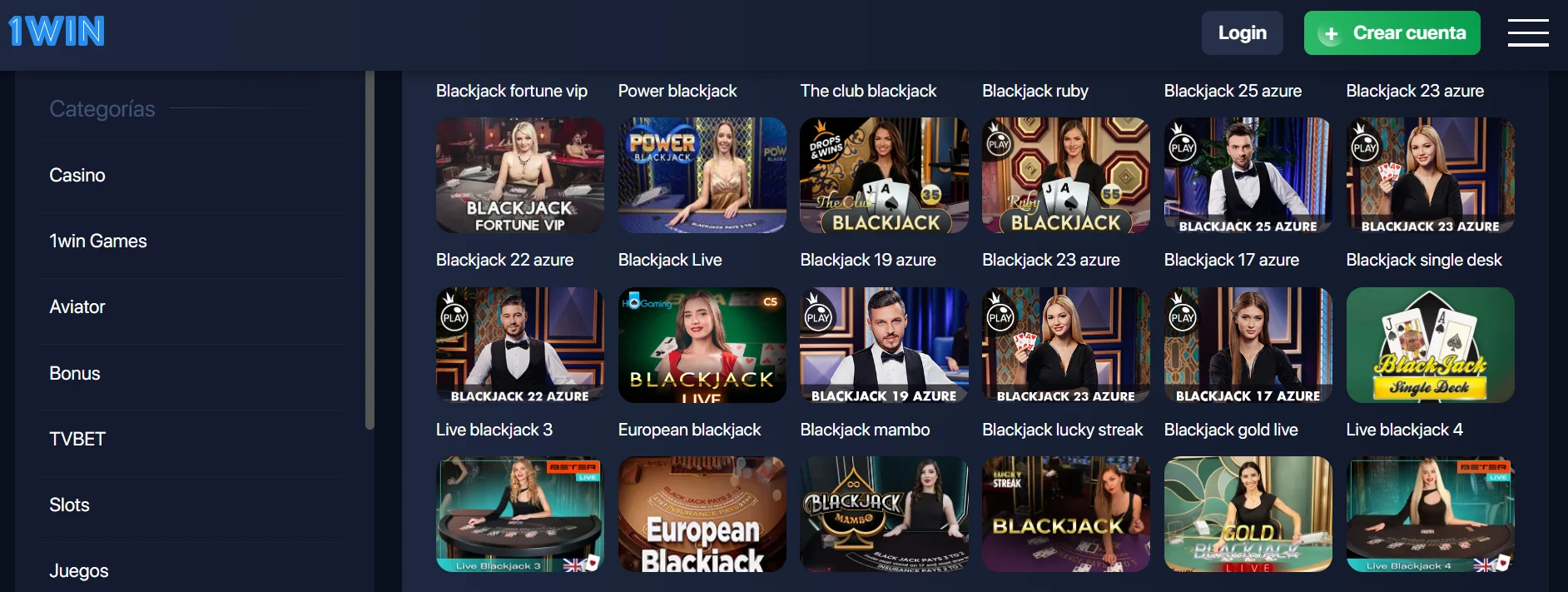 Modalidades de blackjack en 1Win casino online blackjack casinos México 1win